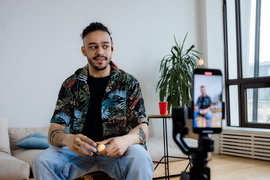 A content creator recording video content