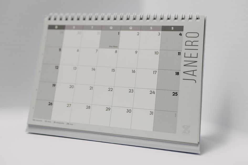 A minimalist desk calendar with a clean monthly layout