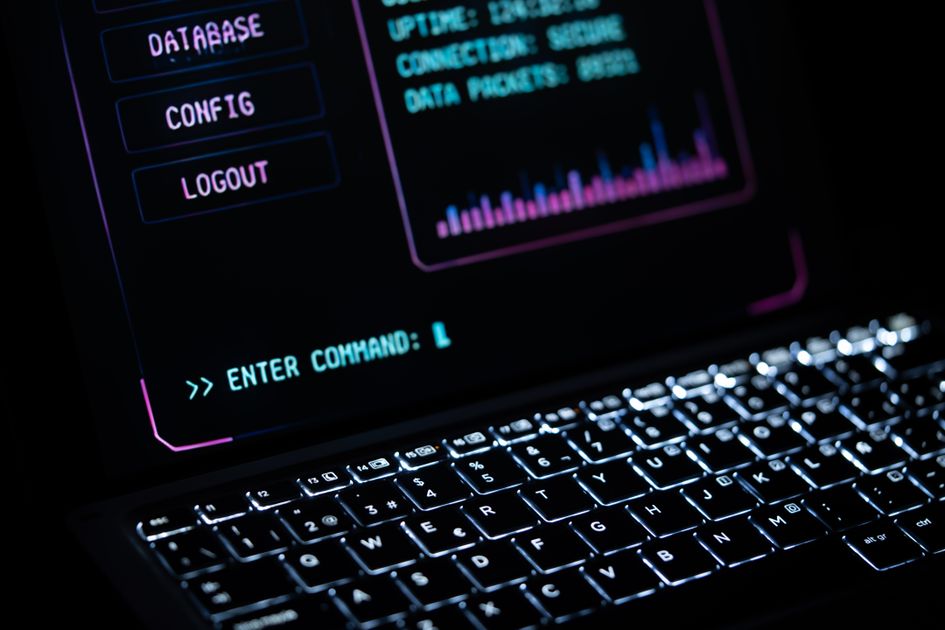 A glowing laptop keypad with a digital interface