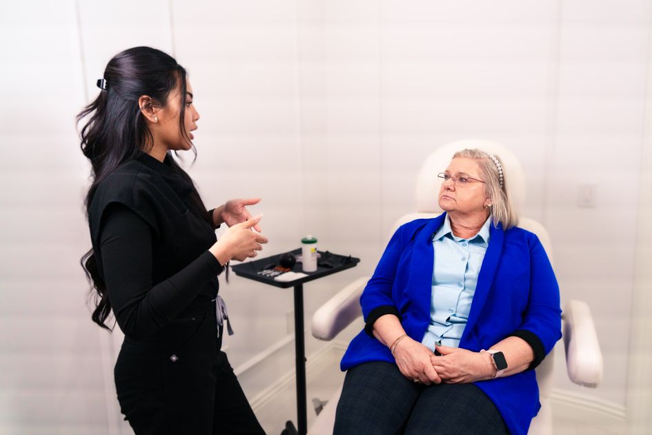 A consultation between a client and a med spa professional