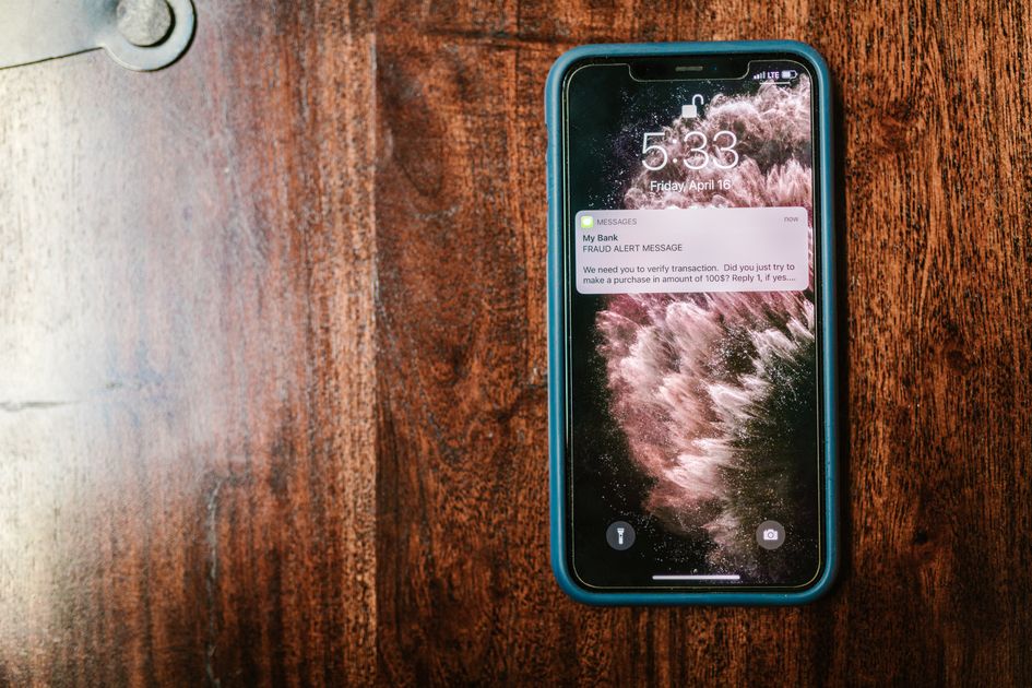 A smartphone displaying an incoming alert notification