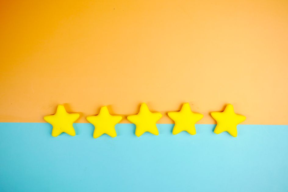 Bright yellow stars on a vivid background